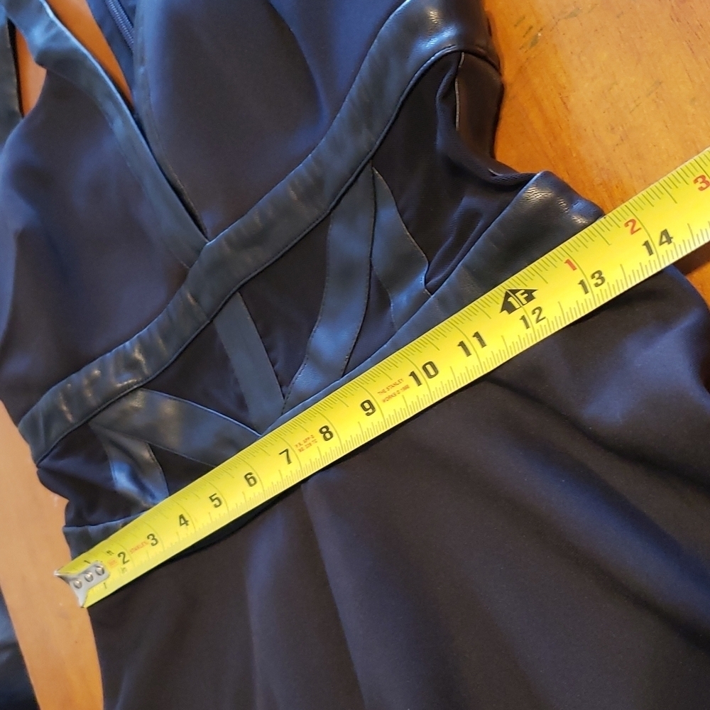 - Bebe black dress with faux leather trim size 8 #021 - Picture 8 of 15